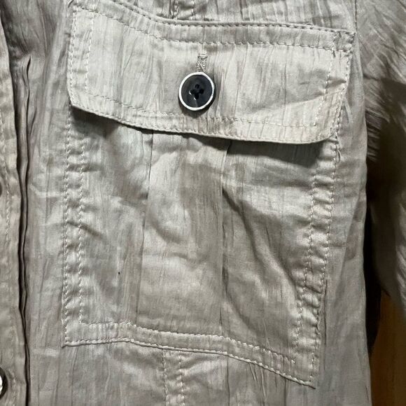 Banana Republic size 2 tan color gauze button down shift dress - Picture 10 of 11